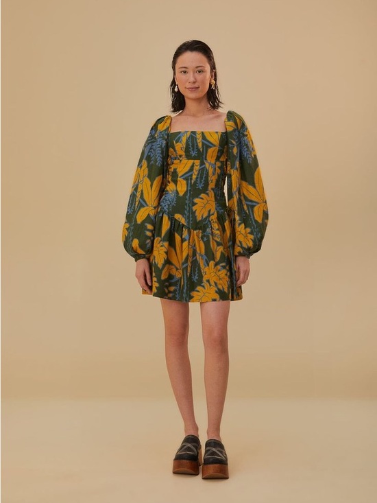 FARM Rio Dresses & Skirts - NWT Farm Rio Green Foliage Sketch Lenzing™ Ecovero™ Euroflax™ Mini Dress